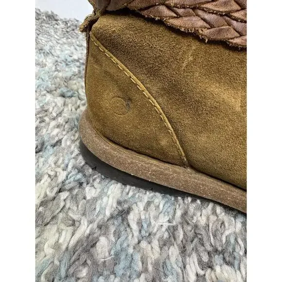 Born Boots Womens 9.5 Temple Lace Up Brown Distressed Suede Ankle Braided Chukka - Picture 12 of 13
